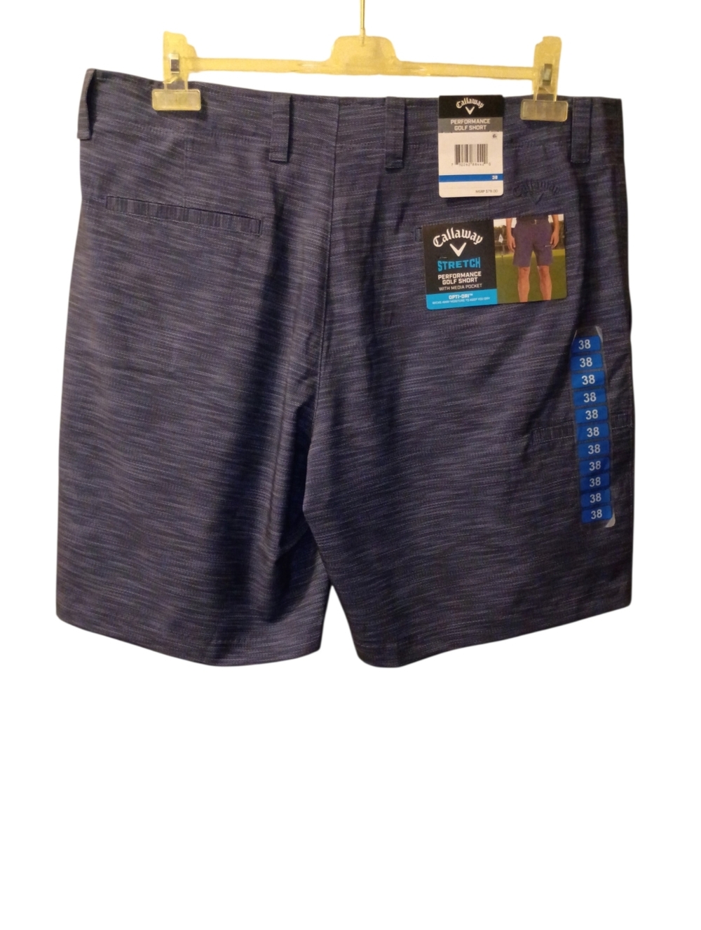 Callaway Performance Golf Shorts Men's 38 Blue Opti DrivStretch Media Pocket NWT
